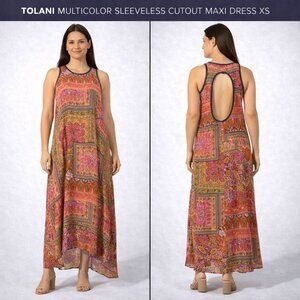 Tolani Multicolor Sleeveless Cutout Maxi Dress XS